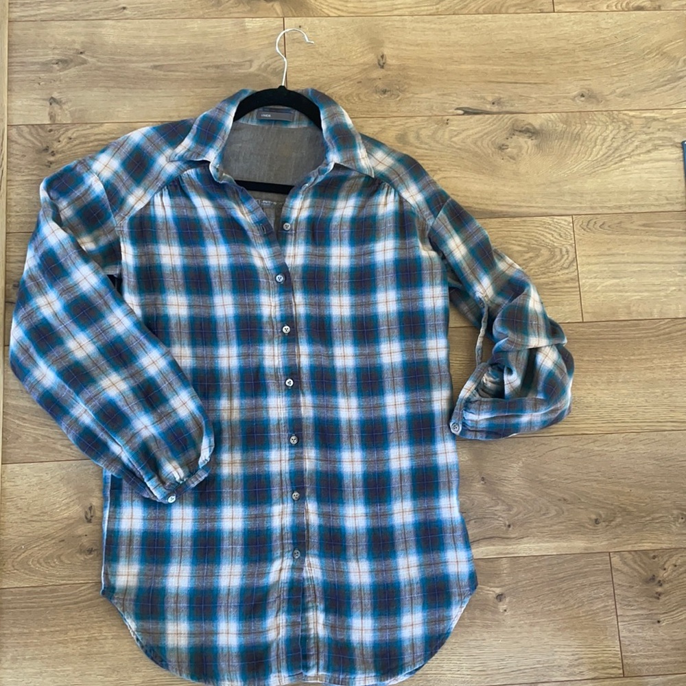 Vince. Plaid button down tunic